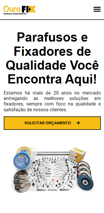 Site institucional da Ourofix Parafusos Autoperfurantes