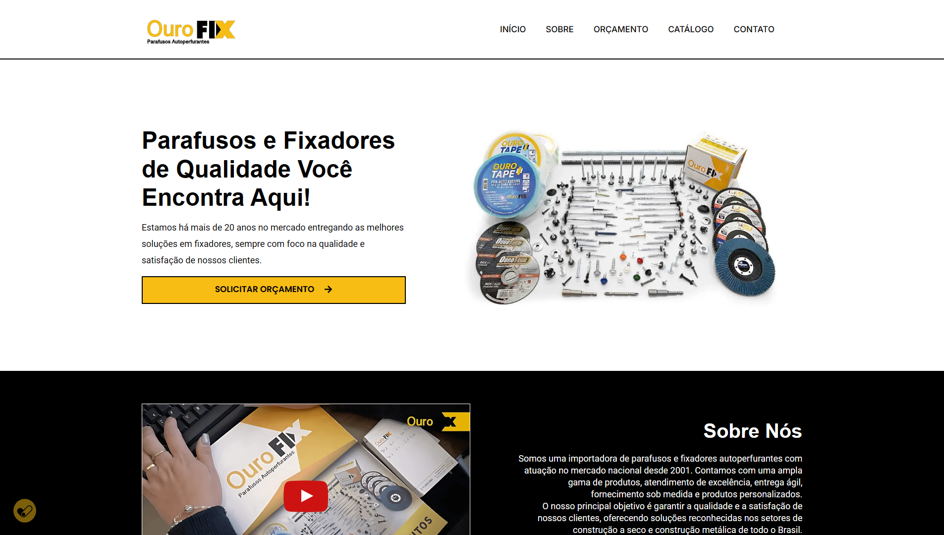 Site institucional da Ourofix Parafusos Autoperfurantes